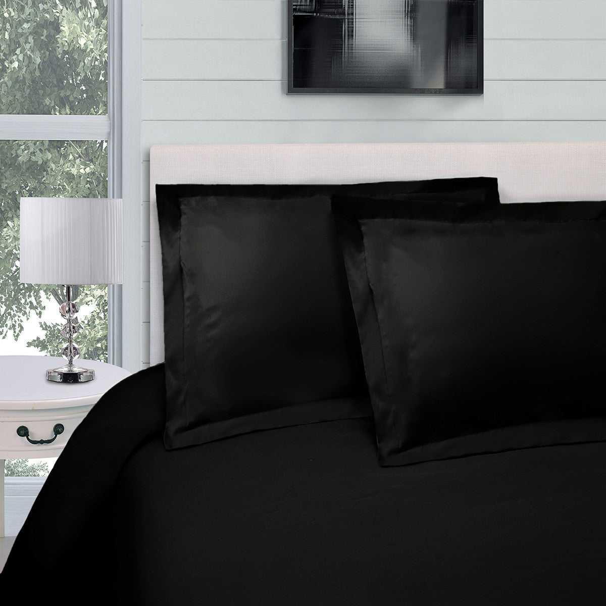 Black King Cotton Blend 300 Thread Count Washable Duvet Cover Set