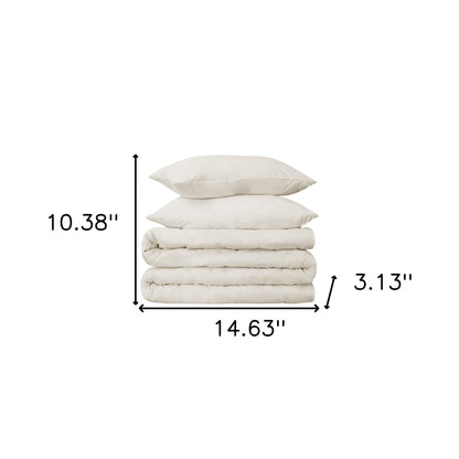 Ivory Queen Cotton Blend 650 Thread Count Washable Duvet Cover Set