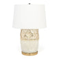 22" White and Gold Mercury Glass Table Lamp With White Cone Shade