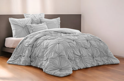 Gray Queen Polyester 180 Thread Count Washable Down Comforter Set