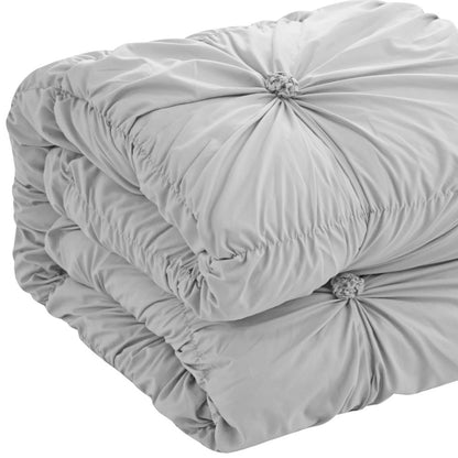 Gray Queen Polyester 180 Thread Count Washable Down Comforter Set