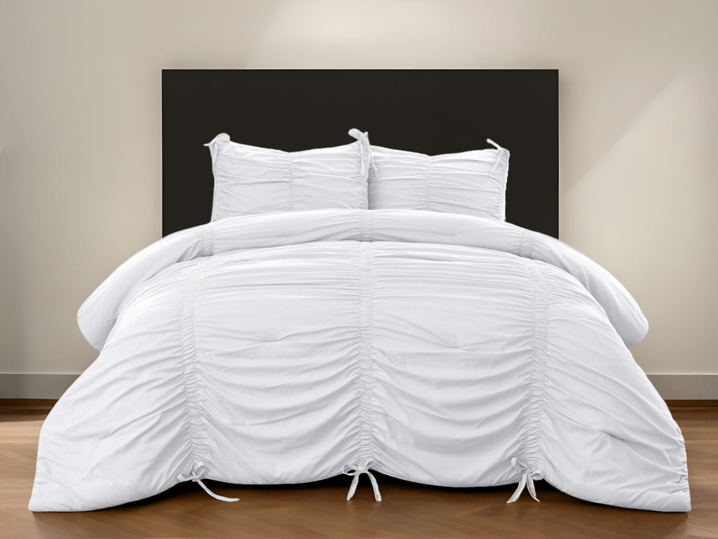 White Twin Polyester 180 Thread Count Washable Down Comforter Set