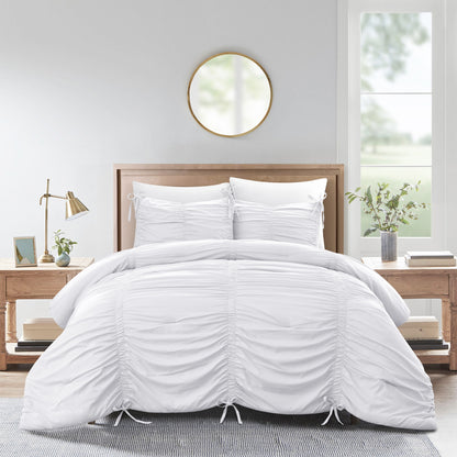 White Twin Polyester 180 Thread Count Washable Down Comforter Set