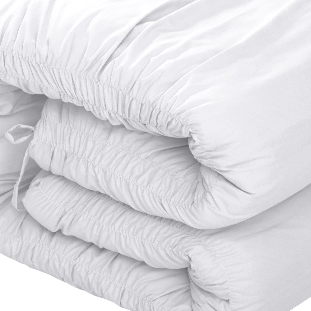 White Twin Polyester 180 Thread Count Washable Down Comforter Set