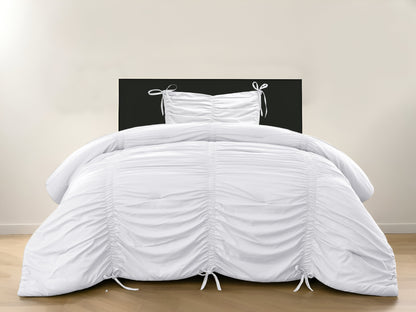 White Twin Polyester 180 Thread Count Washable Down Comforter Set