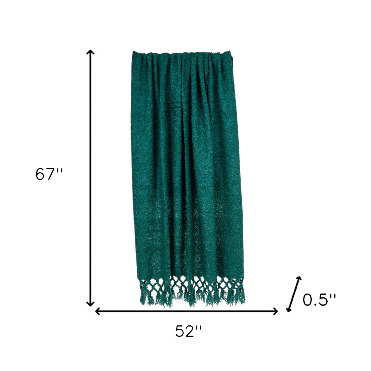 52" X 67" Green Woven Wool Throw Blanket with Fringe