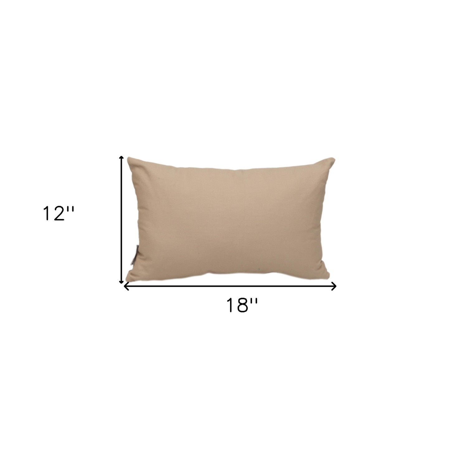 12" X 18" Beige Cotton Lumbar Throw Pillow