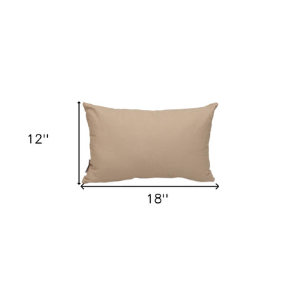 12" X 18" Beige Cotton Lumbar Throw Pillow