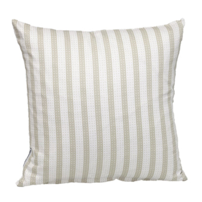 16" Taupe and White Striped Cotton Throw Pillow