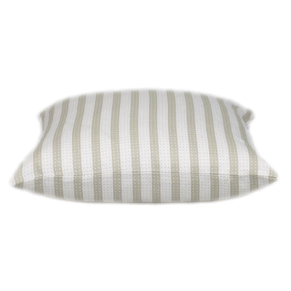 16" Taupe and White Striped Cotton Throw Pillow