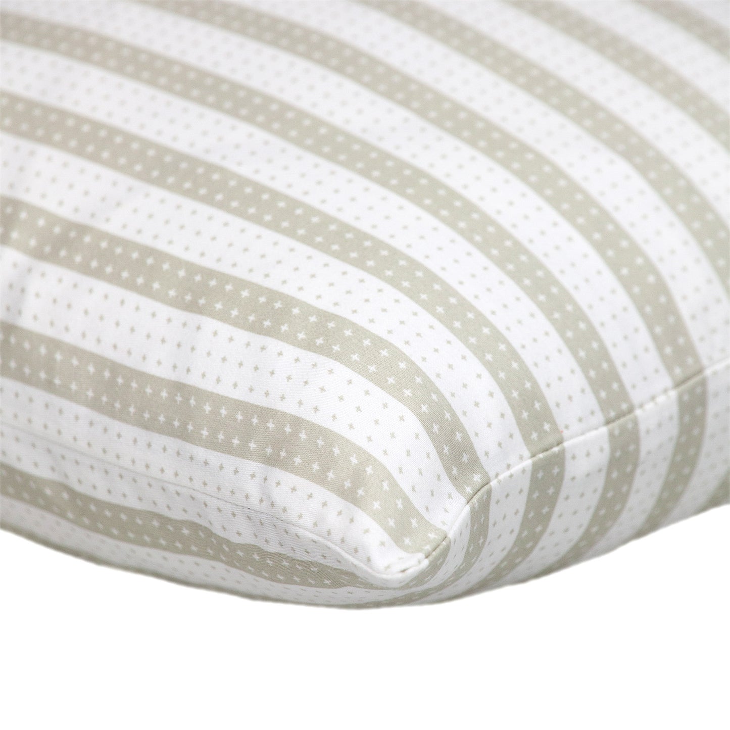 16" Taupe and White Striped Cotton Throw Pillow