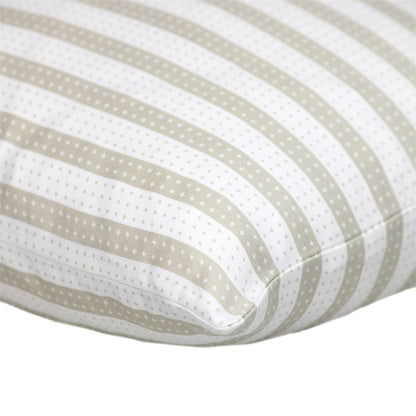 16" Taupe and White Striped Cotton Throw Pillow