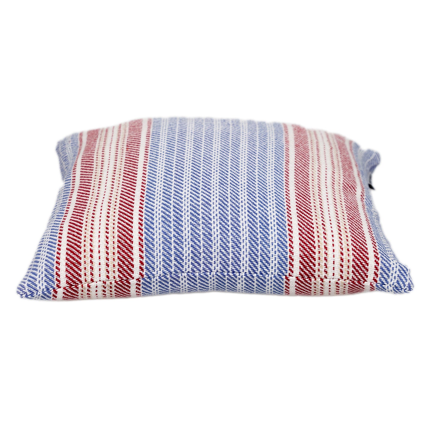 16" Blue and Red Striped Cotton Throw Pillow