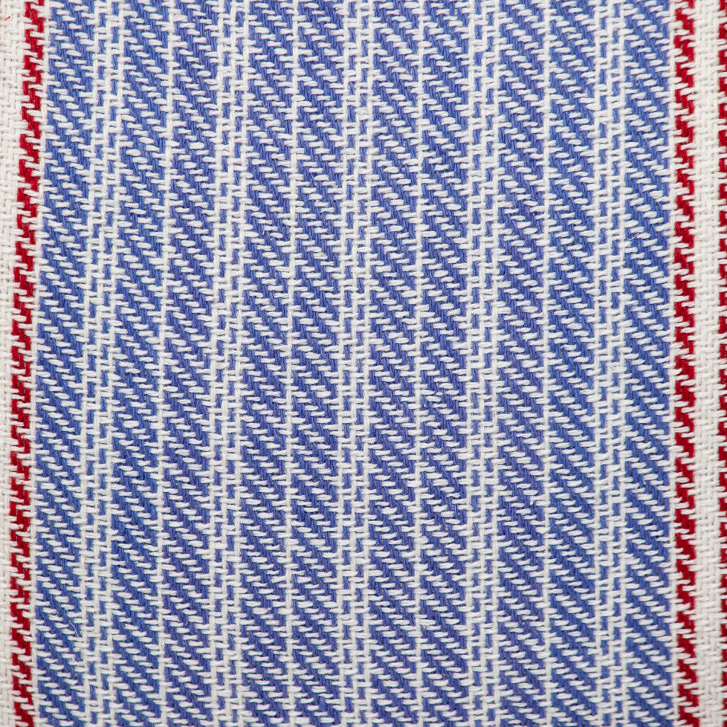 16" Blue and Red Striped Cotton Throw Pillow