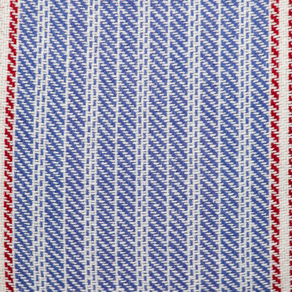 16" Blue and Red Striped Cotton Throw Pillow