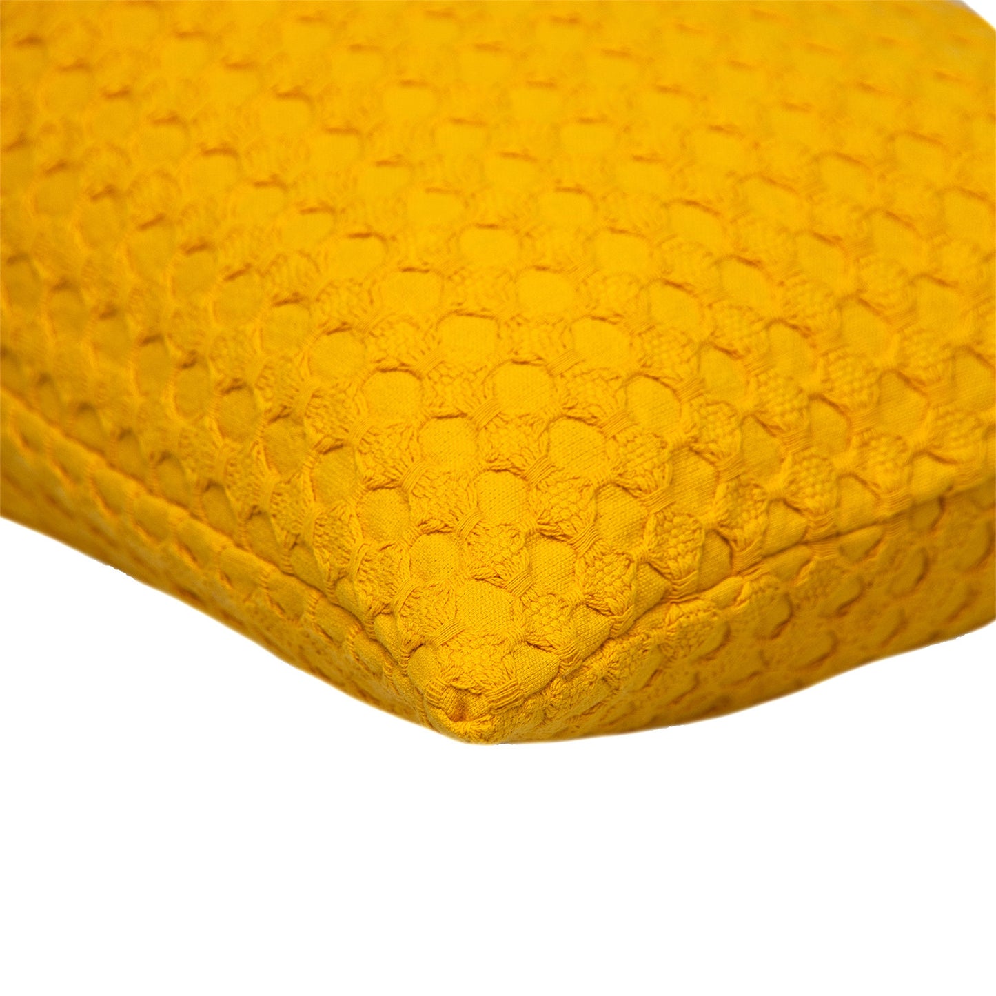 14" X 26" Yellow Cotton Lumbar Throw Pillow With Texture