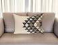 14" X 20" Beige and Black Geometric Cotton Throw Pillow