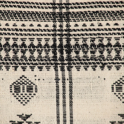 14" X 20" Beige and Black Southwestern Cotton Throw Pillow With Tassels