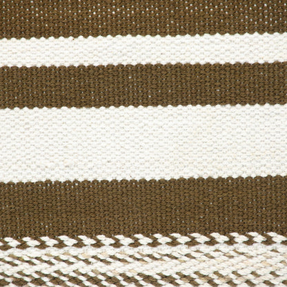 18" Brown and White Striped Cotton Throw Pillow