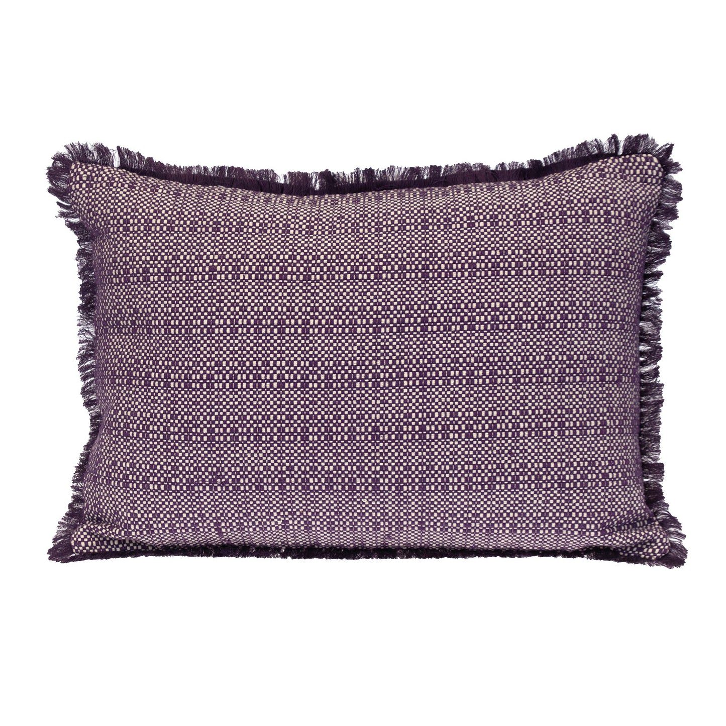 14" X 20" Purple and White Striped Cotton Throw Pillow With Fringe