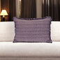 14" X 20" Purple and White Striped Cotton Throw Pillow With Fringe