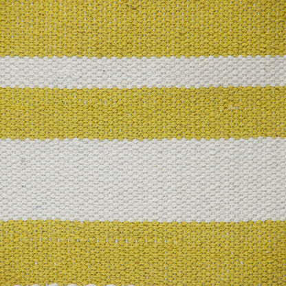 18" Yellow and White Striped Cotton Throw Pillow