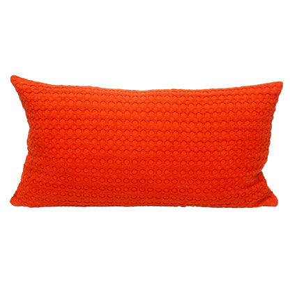 14" X 26" Orange Cotton Lumbar Throw Pillow With Texture