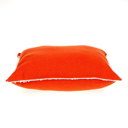 16" Orange Cotton Throw Pillow With Fringe