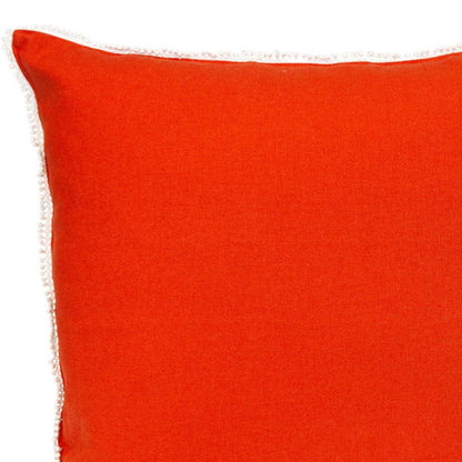 16" Orange Cotton Throw Pillow With Fringe