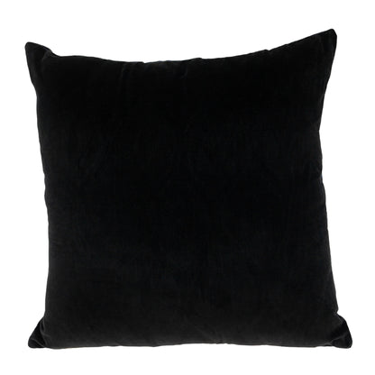 22" Black and Blue Ogee Cotton Throw Pillow with Embroidery and Applique