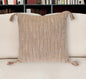 18" Brown and White Striped Cotton Throw Pillow With Tassels