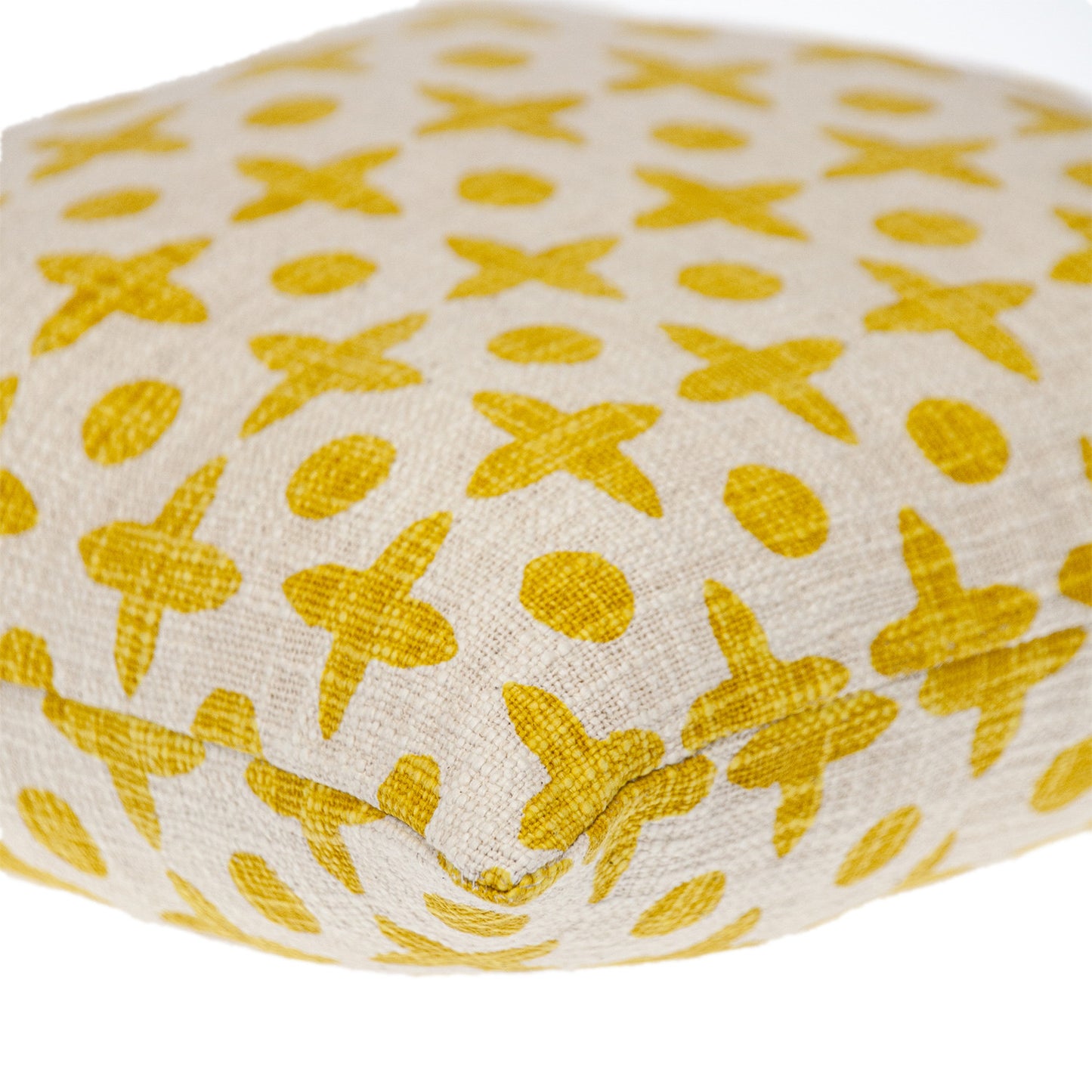 18" Yellow and White Geometric Cotton Throw Pillow