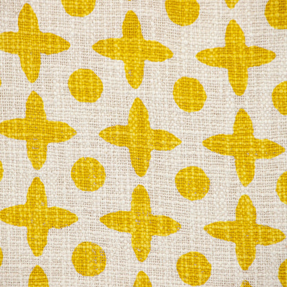 18" Yellow and White Geometric Cotton Throw Pillow