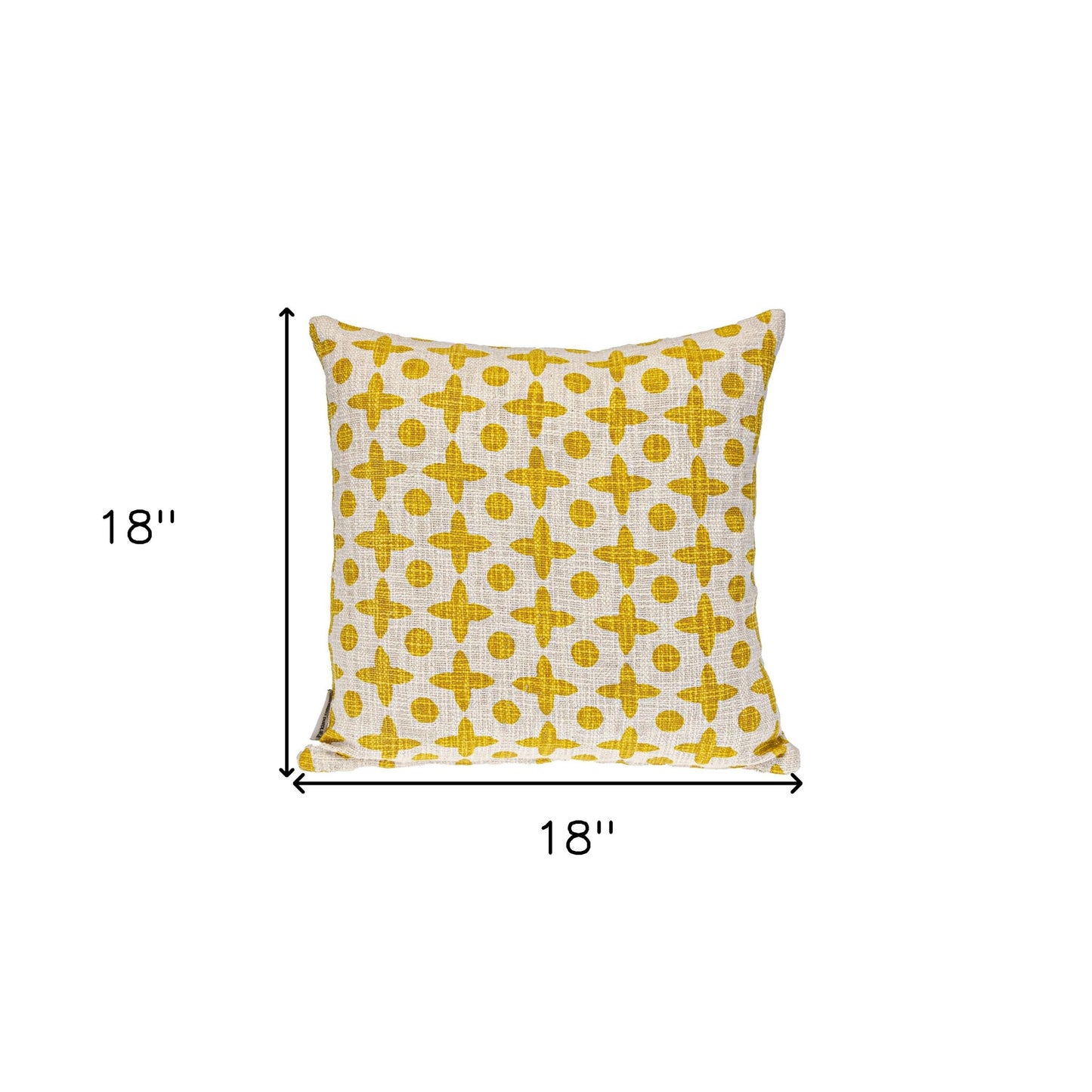 18" Yellow and White Geometric Cotton Throw Pillow