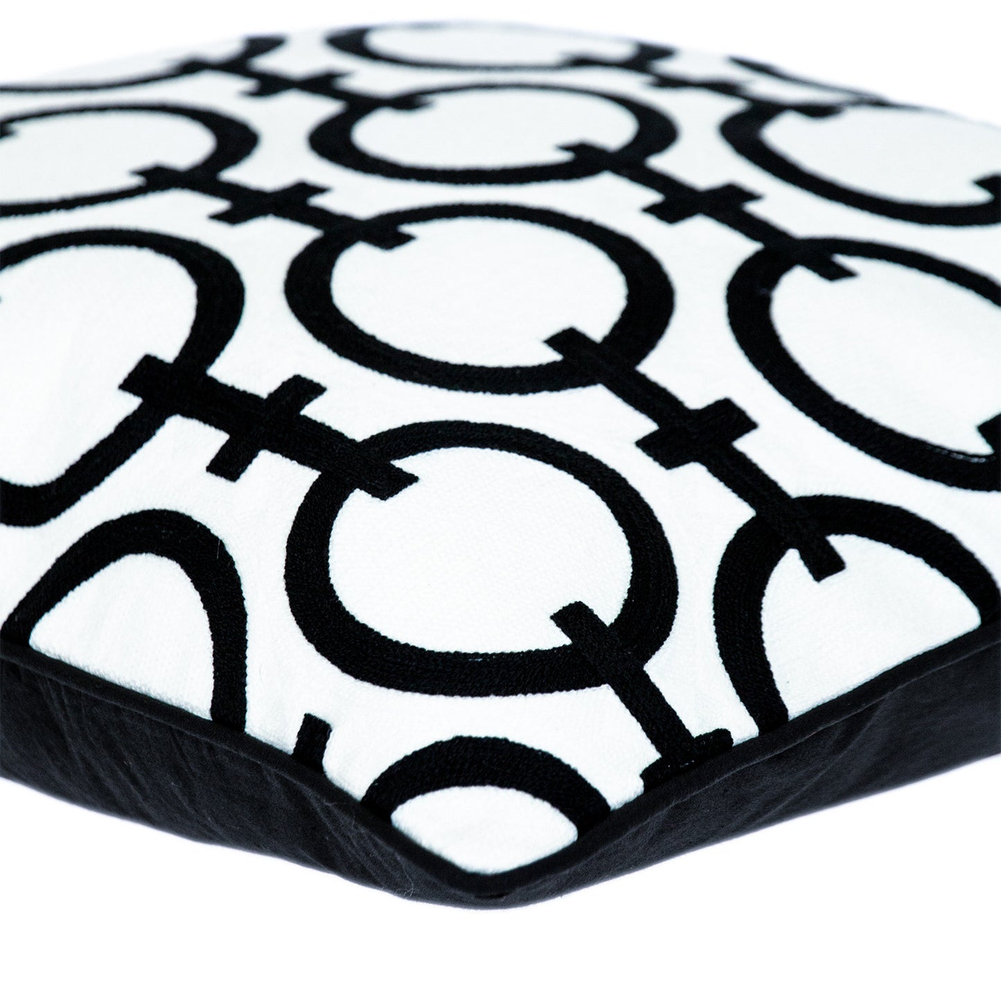 20" Black and White Geometric Cotton Throw Pillow