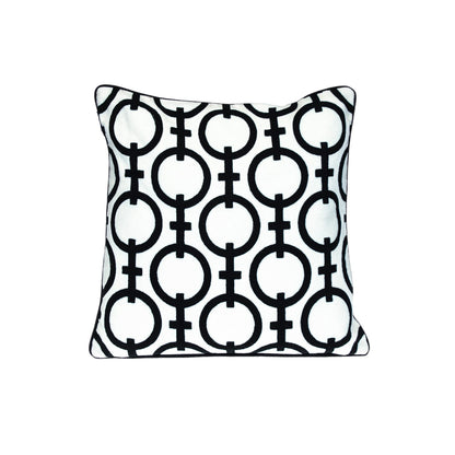 20" Black and White Geometric Cotton Throw Pillow