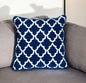 20" Blue and White Geometric Cotton Throw Pillow