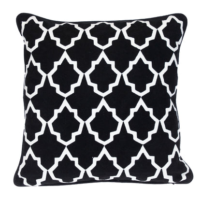 20" Black and White Geometric Cotton Throw Pillow