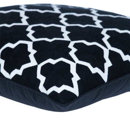 20" Black and White Geometric Cotton Throw Pillow