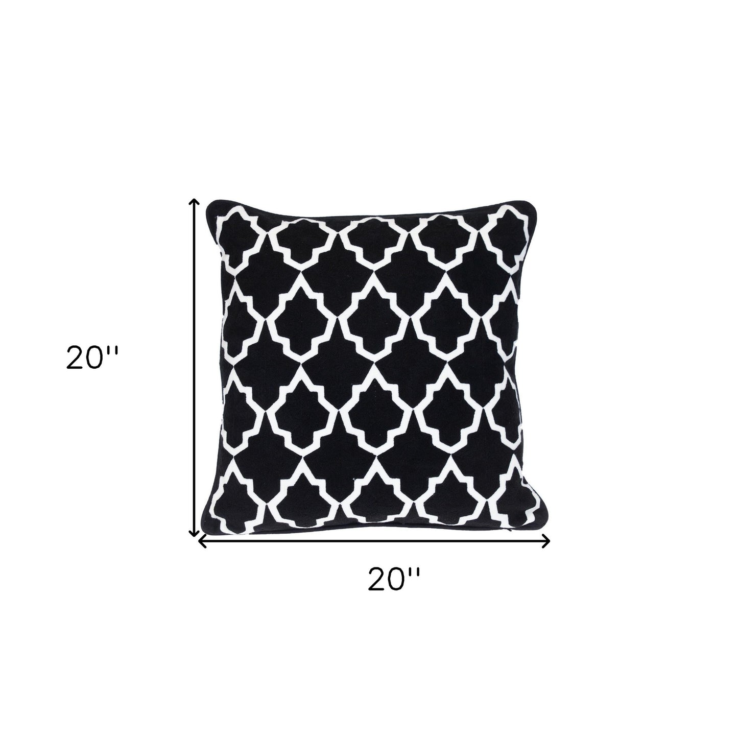 20" Black and White Geometric Cotton Throw Pillow