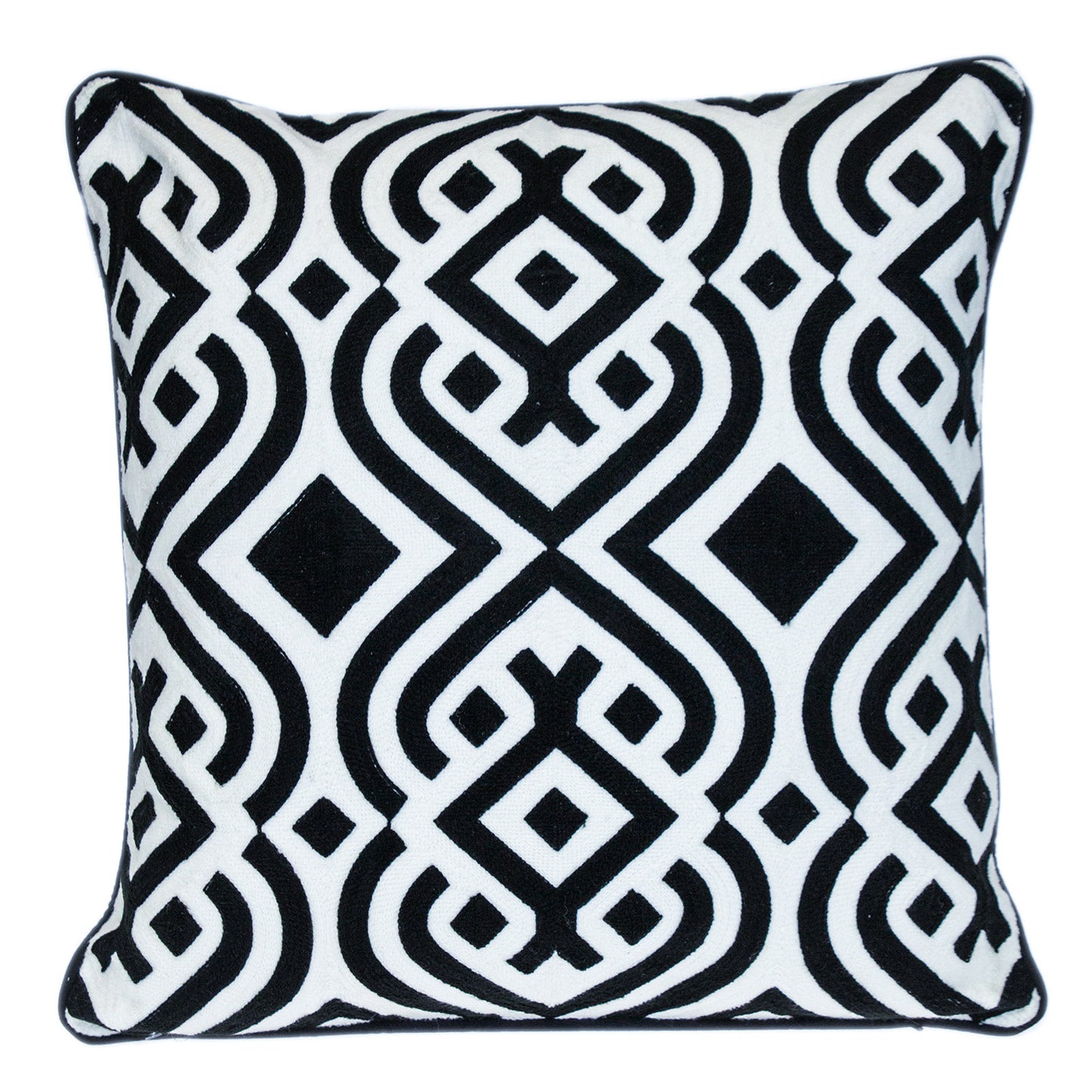 20" Black and White Geometric Cotton Throw Pillow