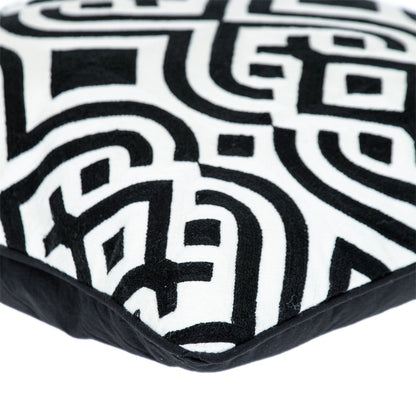 20" Black and White Geometric Cotton Throw Pillow