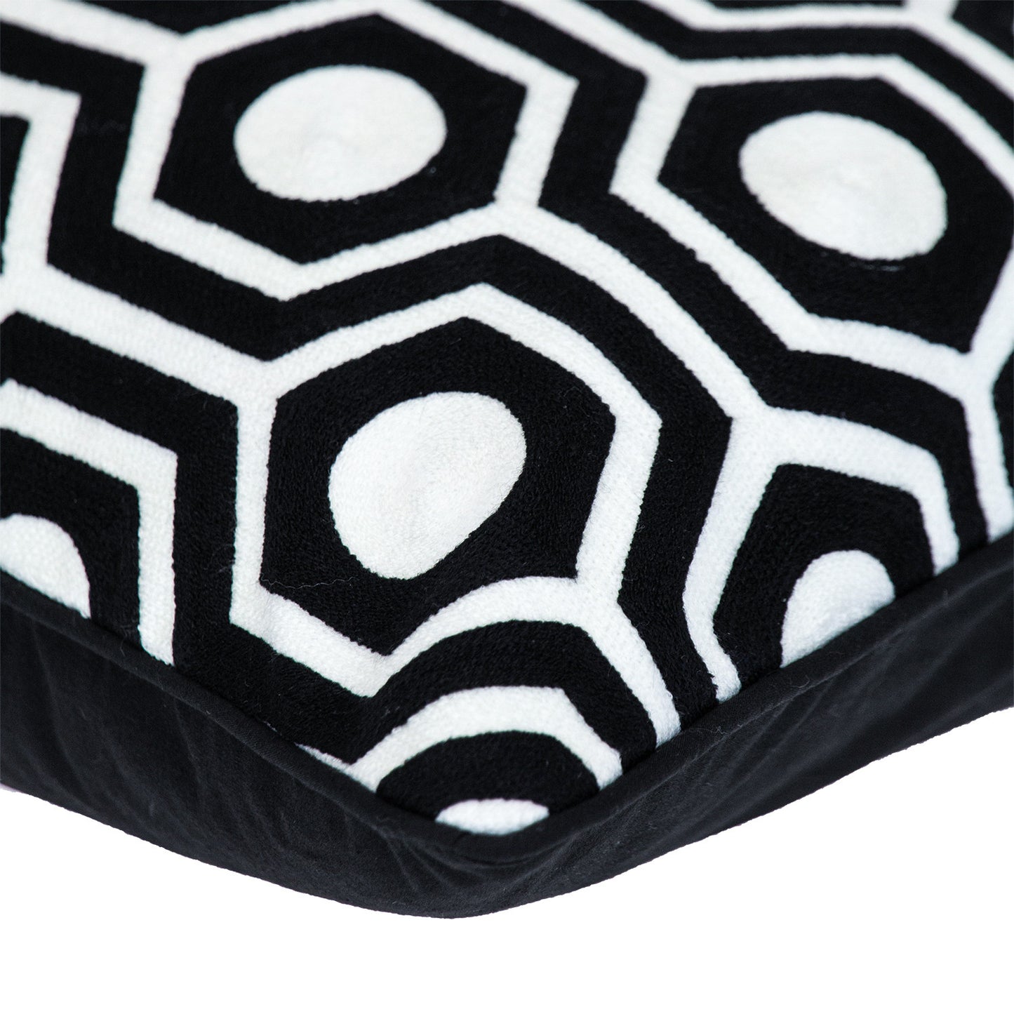 20" Black and White Geometric Cotton Throw Pillow