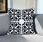 20" Black and White Geometric Cotton Throw Pillow