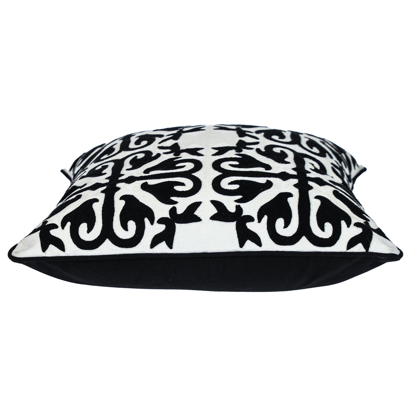 20" Black and White Geometric Cotton Throw Pillow