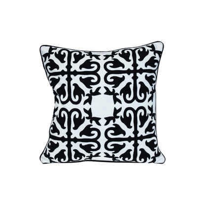 20" Black and White Geometric Cotton Throw Pillow