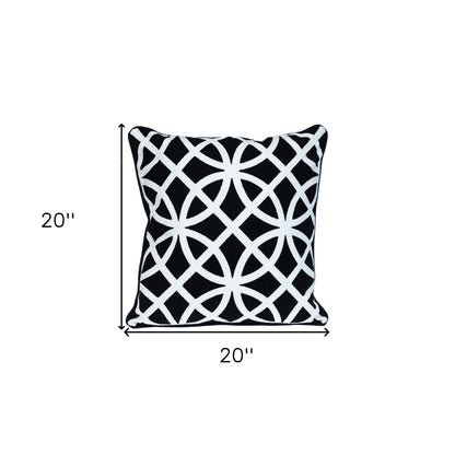 20" Black Geometric Cotton Throw Pillow