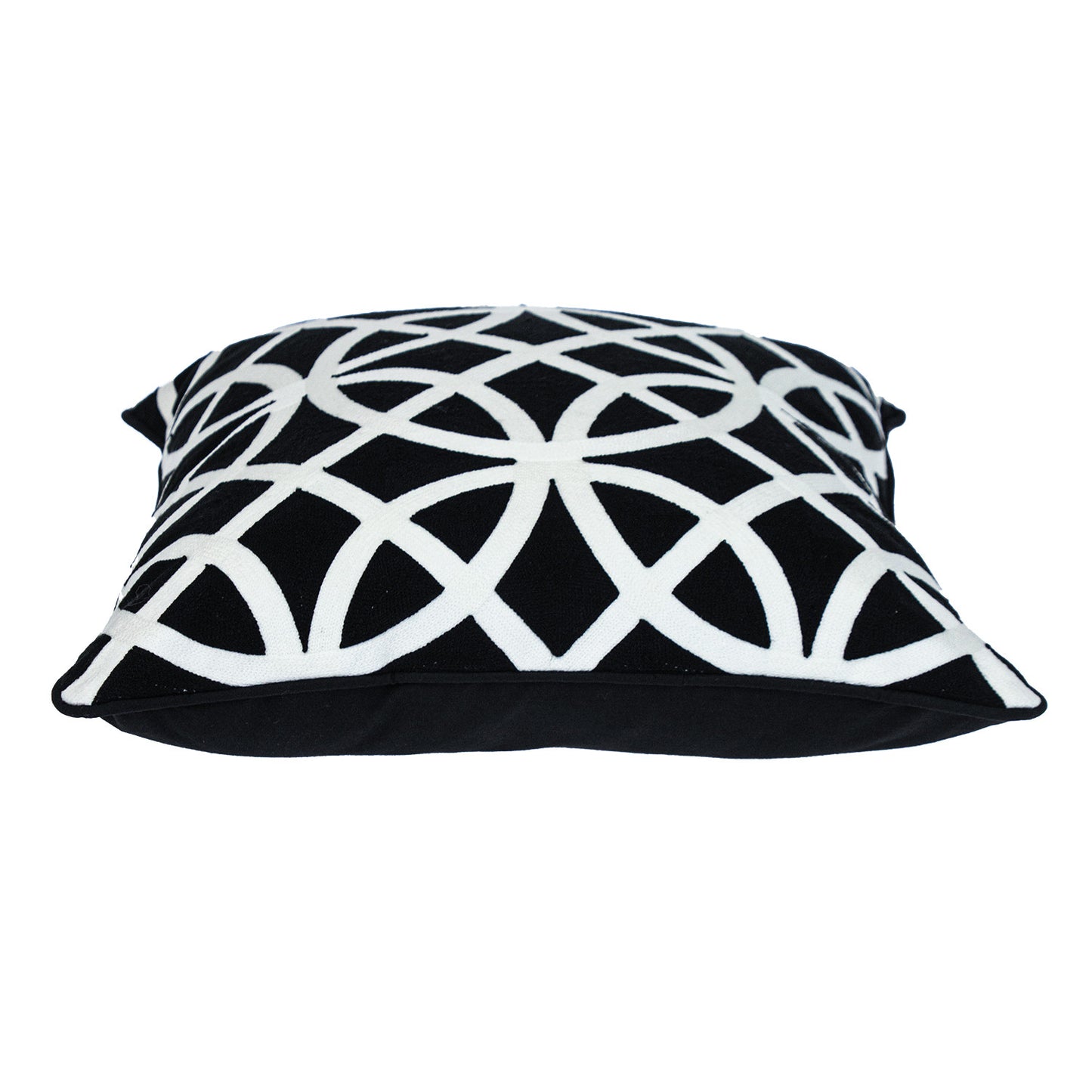 20" Black Geometric Cotton Throw Pillow