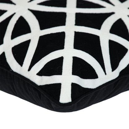 20" Black Geometric Cotton Throw Pillow