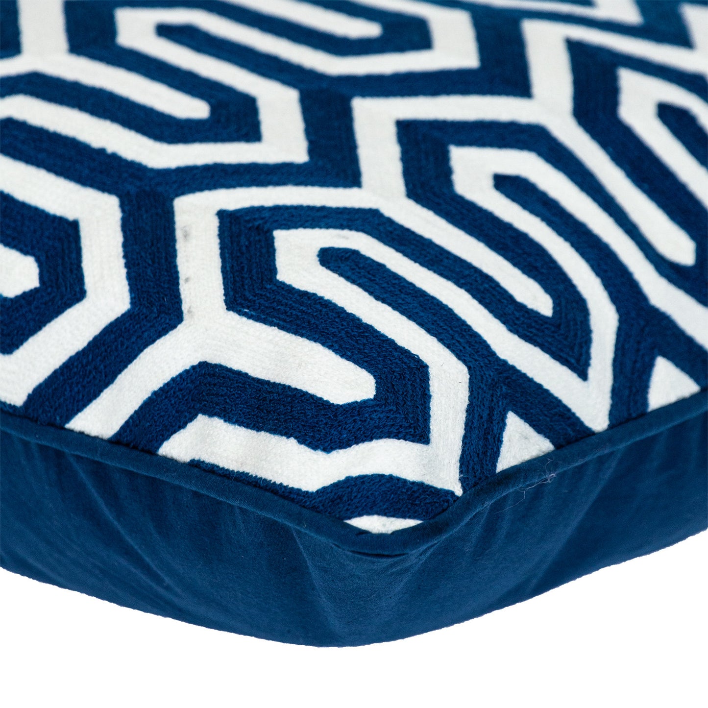 20" Blue Geometric Cotton Throw Pillow